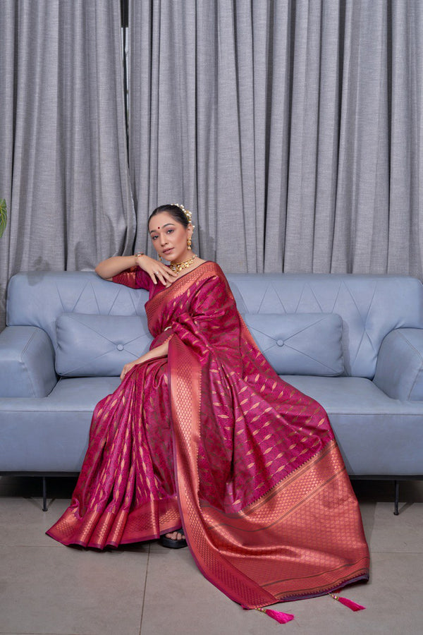 Pink Kanjivaram Silk Saree | Ethnic Wear for Women