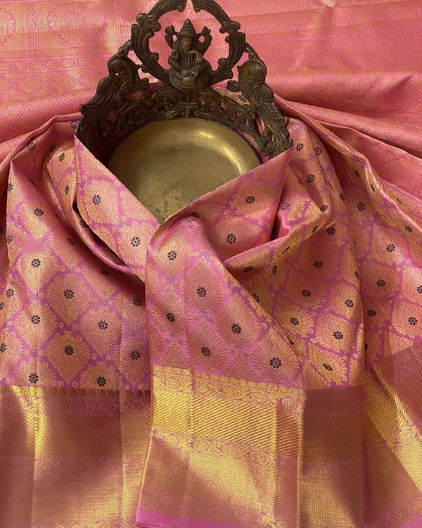 Pink Kanjivaram Silk Saree | Festive & Party Wear