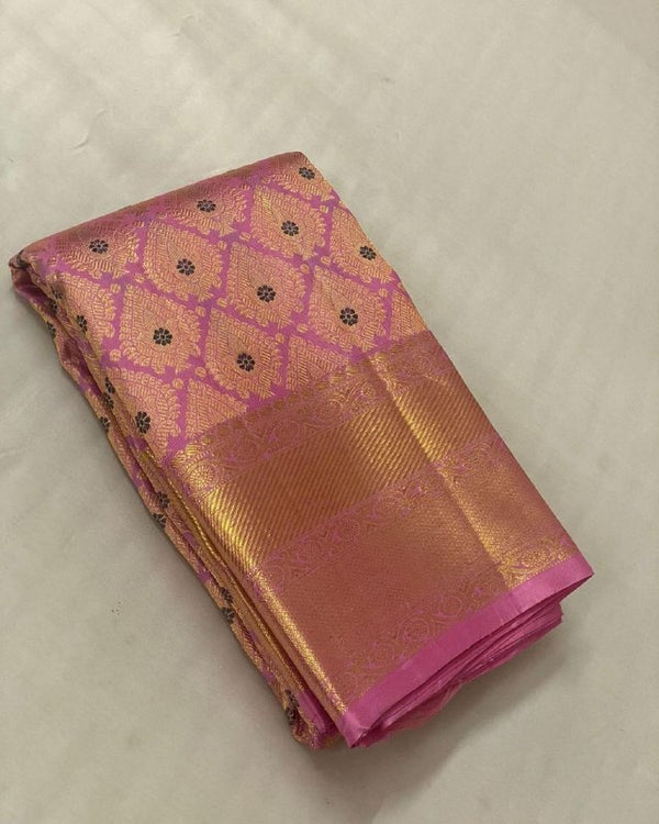 Pink Kanjivaram Silk Saree | Festive & Party Wear