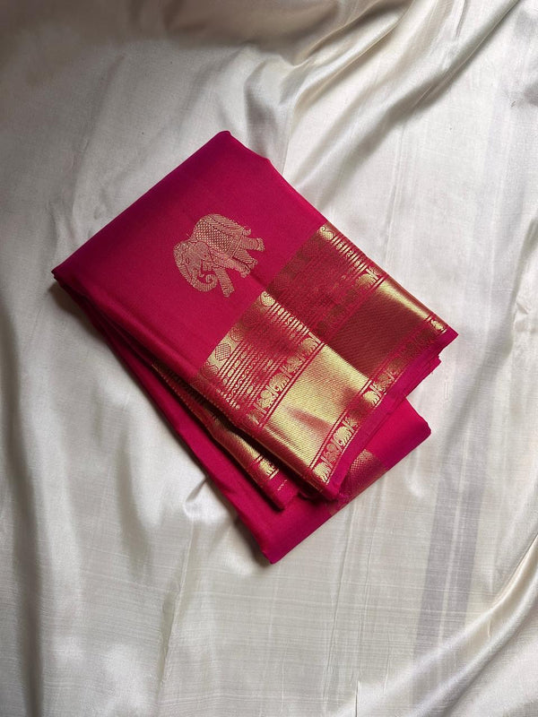 Pink Kanjivaram Silk Saree | Traditional Wedding Wear detail view