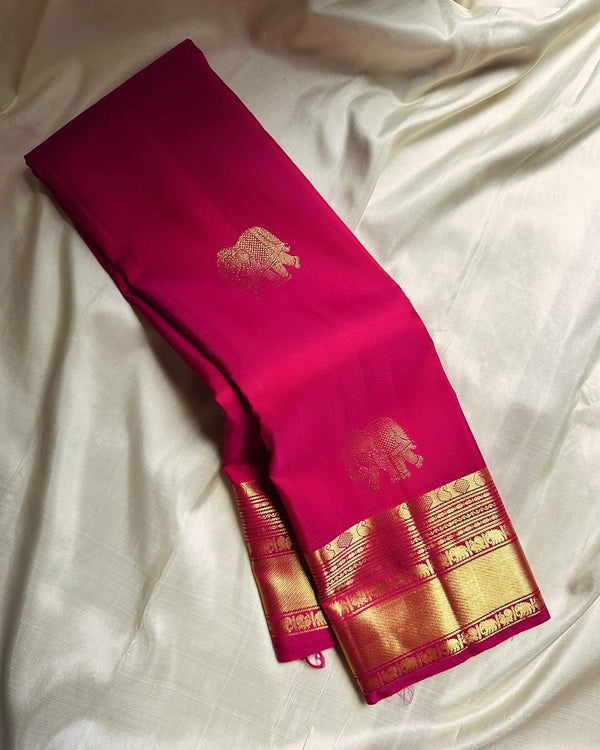 Pink Kanjivaram Silk Saree | Traditional Wedding Wear