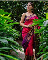 Pink Kanjivaram Silk Saree | Traditional Zari Weave