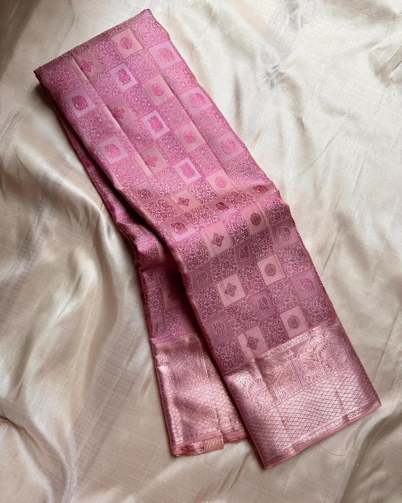 Pink Kanjivaram Silk Saree | Wedding & Festive Wear