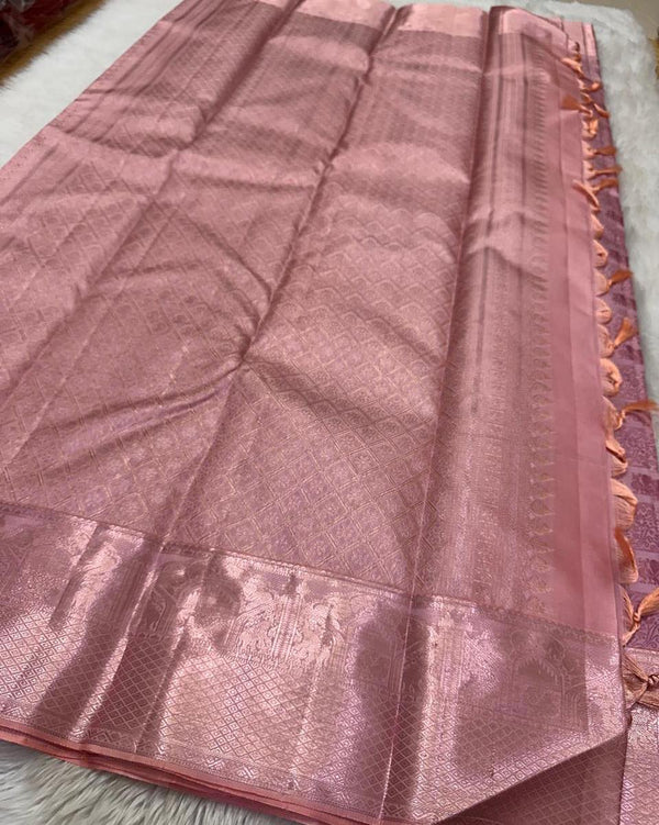 Pink Kanjivaram Silk Saree | Wedding & Festive Wear
