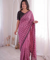 Pink Mirror Work Saree with Floral Embroidery Border | RD HEMANI