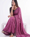 Pink Mirror Work Saree with Floral Embroidery Border | RD HEMANI
