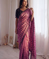 Pink Mirror Work Saree with Floral Embroidery Border | RD HEMANI