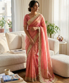 Pink Moss Satin Saree with Maharani Big Border | RD PRIYA