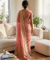 Pink Moss Satin Saree with Maharani Big Border | RD PRIYA