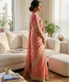 Pink Moss Satin Saree with Maharani Big Border | RD PRIYA