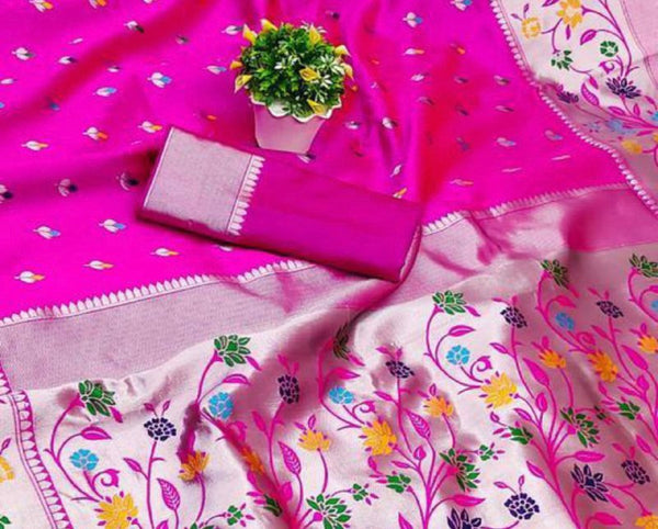 Pink Paithani Silk Saree | Traditional Wedding Wear