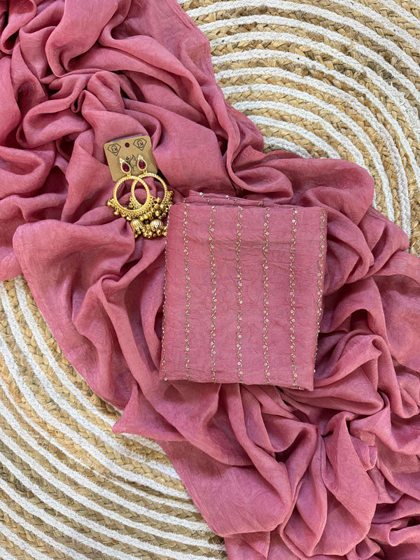 Pink Rangoli Crush Saree with Sequin Bits Blouse | RD VIAANA