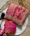 Pink Satin Saree with Gold Embroidery & Pearl Work Border | RD KAVITA