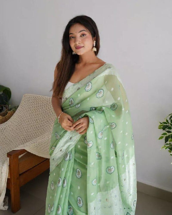 Pista Cotton Saree | Ethnic Wear for Women detail view