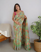 Pista Cotton Saree | Festival & Ceremony Wear