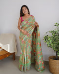 Pista Cotton Saree | Festival & Ceremony Wear