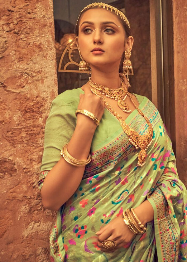 Pista Cotton Saree | Festive & Party Wear