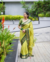 Pista Green Banarasi Silk Saree | Wedding & Reception Wear