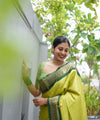 Pista Green Banarasi Silk Saree | Wedding & Reception Wear