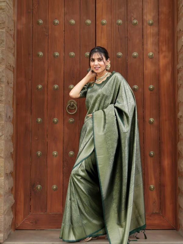 Pista Jacquard Silk Saree | Festive & Party Wear detail view