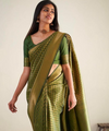 Pista Jacquard Silk Saree | Rich Zari Border Saree