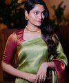 Pista Jacquard Silk Saree | Rich Zari Border Saree