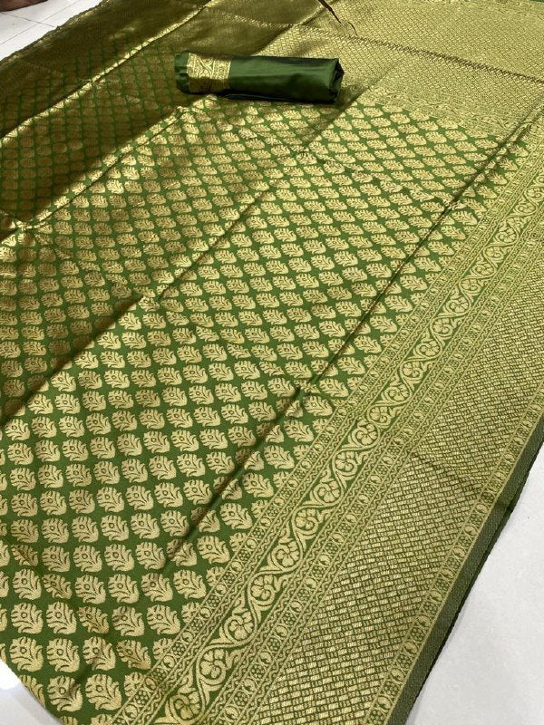 Pista Jacquard Silk Saree | Rich Zari Border Saree