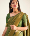 Pista Jacquard Silk Saree | Rich Zari Border Saree