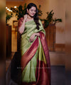 Pista Jacquard Silk Saree | Rich Zari Border Saree