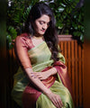 Pista Jacquard Silk Saree | Rich Zari Border Saree