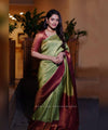 Pista Jacquard Silk Saree | Rich Zari Border Saree