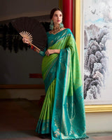 Pista Jacquard Silk Saree | Wedding & Festive Wear
