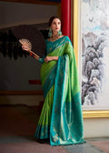 Pista Jacquard Silk Saree | Wedding & Festive Wear