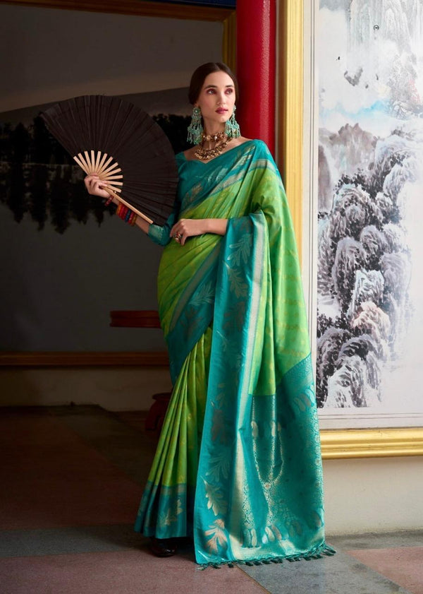 Pista Jacquard Silk Saree | Wedding & Festive Wear detail view