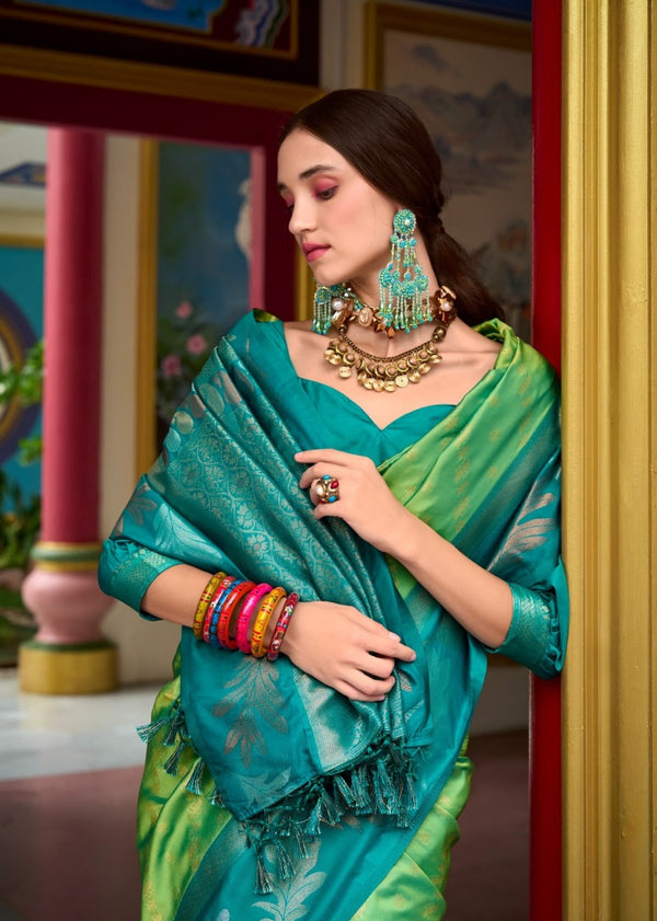 Pista Jacquard Silk Saree | Wedding & Festive Wear