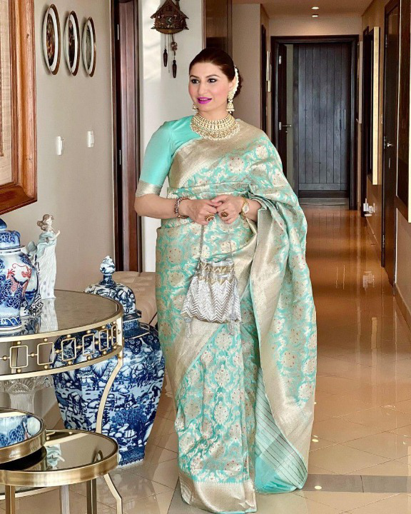 Pista Kanjivaram Silk Saree | Bridal & Festive Wear
