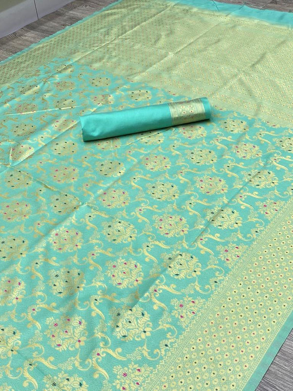 Pista Kanjivaram Silk Saree | Bridal & Festive Wear