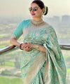Pista Kanjivaram Silk Saree | Bridal & Festive Wear