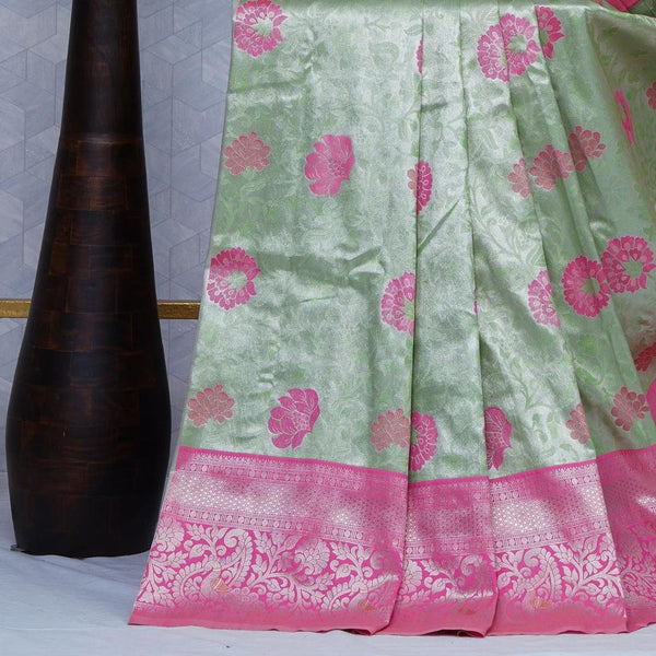 Pista Kanjivaram Silk Saree | Festival & Ceremony Wear