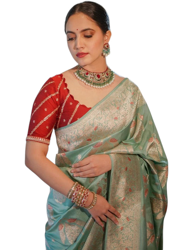 Pista Paithani Silk Saree | Ethnic Wear for Women