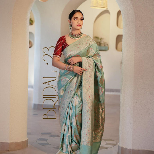 Pista Paithani Silk Saree | Ethnic Wear for Women
