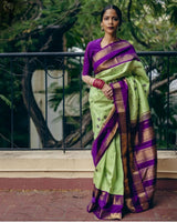 Pista Paithani Silk Saree | Festival & Ceremony Wear