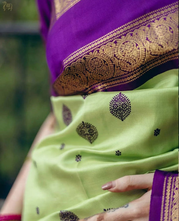 Pista Paithani Silk Saree | Festival & Ceremony Wear