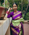 Pista Paithani Silk Saree | Festival & Ceremony Wear