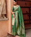 Pista Paithani Silk Saree | Peacock Motif Zari Pallu