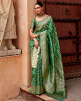 Pista Paithani Silk Saree | Peacock Motif Zari Pallu