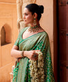 Pista Paithani Silk Saree | Peacock Motif Zari Pallu