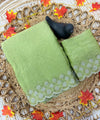 Pista Satin Saree with Zari Weaving & Siroski Border | RD TANISHKA