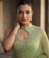 Pista Satin Saree with Zari Weaving & Siroski Border | RD TANISHKA
