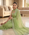 Pista Satin Saree with Zari Weaving & Siroski Border | RD TANISHKA